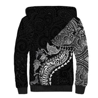Hawaiian Kakau Tribal Sea Animals Tattoos Sherpa Hoodie Black Color LT03 - Polynesian Pride