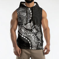 Hawaiian Kakau Tribal Sea Animals Tattoos Sleeveless Hoodie Black Color LT03 - Polynesian Pride