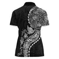 Hawaiian Kakau Tribal Sea Animals Tattoos Women Polo Shirt Black Color LT03 - Polynesian Pride
