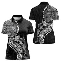 Hawaiian Kakau Tribal Sea Animals Tattoos Women Polo Shirt Black Color LT03 - Polynesian Pride