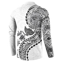 Hawaiian Kakau Tribal Sea Animals Tattoos Button Sweatshirt White Color