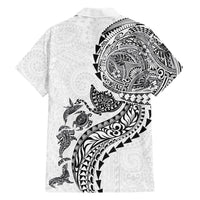 Hawaiian Kakau Tribal Sea Animals Tattoos Family Matching Summer Maxi Dress and Hawaiian Shirt White Color LT03 - Polynesian Pride
