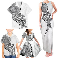 Hawaiian Kakau Tribal Sea Animals Tattoos Family Matching Tank Maxi Dress and Hawaiian Shirt White Color LT03 - Polynesian Pride