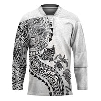 Hawaiian Kakau Tribal Sea Animals Tattoos Hockey Jersey White Color LT03 Unisex White - Polynesian Pride