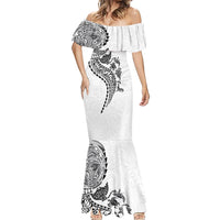 Hawaiian Kakau Tribal Sea Animals Tattoos Mermaid Dress White Color LT03 - Polynesian Pride