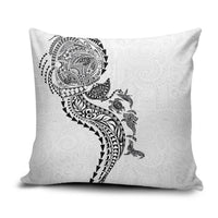 Hawaiian Kakau Tribal Sea Animals Tattoos Pillow Cover White Color