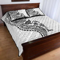 Hawaiian Kakau Tribal Sea Animals Tattoos Quilt Bed Set White Color