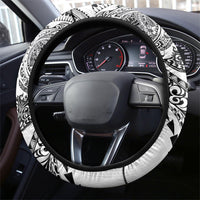 Hawaiian Kakau Tribal Sea Animals Tattoos Steering Wheel Cover White Color