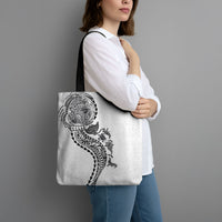 Hawaiian Kakau Tribal Sea Animals Tattoos Tote Bag White Color