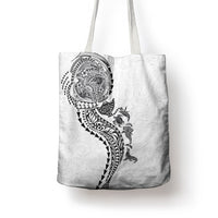 Hawaiian Kakau Tribal Sea Animals Tattoos Tote Bag White Color
