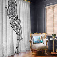 Hawaiian Kakau Tribal Sea Animals Tattoos Window Curtain White Color