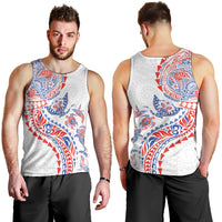 Hawaiian Kakau Tribal Sea Animals Tattoos Men Tank Top Hawaii Flag Color Inspired LT03 - Polynesian Pride