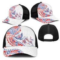 Hawaiian Kakau Tribal Sea Animals Tattoos Mesh Trucker Cap Hawaii Flag Color Inspired LT03 - Polynesian Pride