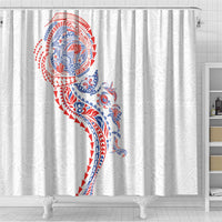 Hawaiian Kakau Tribal Sea Animals Tattoos Shower Curtain Hawaii Flag Color Inspired LT03 - Polynesian Pride