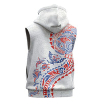Hawaiian Kakau Tribal Sea Animals Tattoos Sleeveless Zip Hoodie Hawaii Flag Color Inspired LT03 - Polynesian Pride