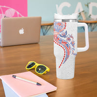 Hawaiian Kakau Tribal Sea Animals Tattoos Tumbler With Handle Hawaii Flag Color Inspired LT03 - Polynesian Pride