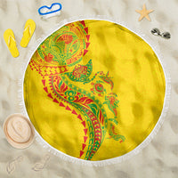 Hawaiian Kakau Tribal Sea Animals Tattoos Beach Blanket Kanaka Maoli Flag Color Inspired LT03 One Size 150cm Multicolor - Polynesian Pride