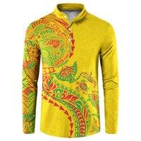 Hawaiian Kakau Tribal Sea Animals Tattoos Button Sweatshirt Kanaka Maoli Flag Color Inspired LT03 Multicolor - Polynesian Pride