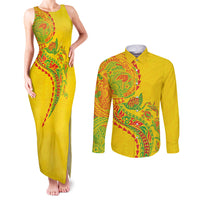Hawaiian Kakau Tribal Sea Animals Tattoos Couples Matching Tank Maxi Dress and Long Sleeve Button Shirt Kanaka Maoli Flag Color Inspired LT03 Multicolor - Polynesian Pride