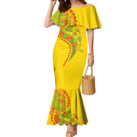 Hawaiian Kakau Tribal Sea Animals Tattoos Family Matching Mermaid Dress and Hawaiian Shirt Kanaka Maoli Flag Color Inspired LT03 Mom's Dress Multicolor - Polynesian Pride