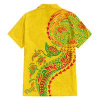 Hawaiian Kakau Tribal Sea Animals Tattoos Family Matching Off Shoulder Short Dress and Hawaiian Shirt Kanaka Maoli Flag Color Inspired LT03 - Polynesian Pride