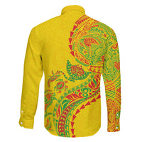 Hawaiian Kakau Tribal Sea Animals Tattoos Family Matching Off Shoulder Short Dress and Hawaiian Shirt Kanaka Maoli Flag Color Inspired LT03 - Polynesian Pride
