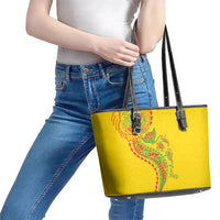 Hawaiian Kakau Tribal Sea Animals Tattoos Leather Tote Bag Kanaka Maoli Flag Color Inspired LT03 - Polynesian Pride