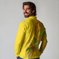 Hawaiian Kakau Tribal Sea Animals Tattoos Long Sleeve Polo Shirt Kanaka Maoli Flag Color Inspired LT03 - Polynesian Pride