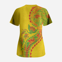 Hawaiian Kakau Tribal Sea Animals Tattoos Scrub Top Kanaka Maoli Flag Color Inspired LT03 - Polynesian Pride