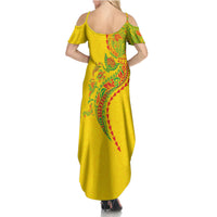 Hawaiian Kakau Tribal Sea Animals Tattoos Summer Maxi Dress Kanaka Maoli Flag Color Inspired LT03 - Polynesian Pride