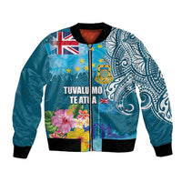 Personalised Tuvalu Independence Day Bomber Jacket Tuvaluan Tribal Flag Style