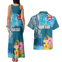 Personalised Tuvalu Independence Day Couples Matching Tank Maxi Dress and Hawaiian Shirt Tuvaluan Tribal Flag Style LT03 - Polynesian Pride