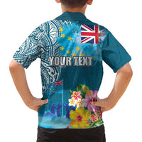 Personalised Tuvalu Independence Day Family Matching Off Shoulder Maxi Dress and Hawaiian Shirt Tuvaluan Tribal Flag Style LT03 - Polynesian Pride
