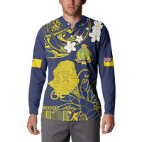 Niue Independence Day Button Sweatshirt Hiapo Pattern Fiti Pua and Uga LT03 - Polynesian Pride