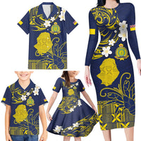 Niue Independence Day Family Matching Long Sleeve Bodycon Dress and Hawaiian Shirt Hiapo Pattern Fiti Pua and Uga LT03 - Polynesian Pride