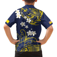 Niue Independence Day Family Matching Off The Shoulder Long Sleeve Dress and Hawaiian Shirt Hiapo Pattern Fiti Pua and Uga LT03 - Polynesian Pride