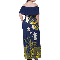 Niue Independence Day Family Matching Off Shoulder Maxi Dress and Hawaiian Shirt Hiapo Pattern Fiti Pua and Uga LT03 - Polynesian Pride