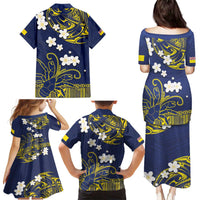 Niue Independence Day Family Matching Puletasi and Hawaiian Shirt Hiapo Pattern Fiti Pua and Uga LT03 - Polynesian Pride