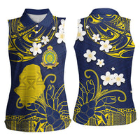Niue Independence Day Women Sleeveless Polo Shirt Hiapo Pattern Fiti Pua and Uga LT03 - Polynesian Pride