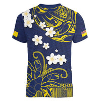 Niue Independence Day Women V-Neck T-Shirt Hiapo Pattern Fiti Pua and Uga LT03 - Polynesian Pride
