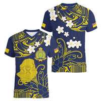Niue Independence Day Women V-Neck T-Shirt Hiapo Pattern Fiti Pua and Uga LT03 - Polynesian Pride