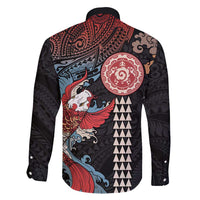 Hawaii and Japanese Together Family Matching Mermaid Dress and Hawaiian Shirt Koi Fish and Kakau Pattern LT03 - Polynesian Pride