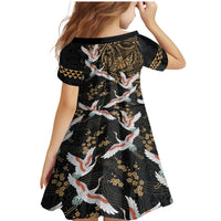 Hawaii and Japanese Together Family Matching Mermaid Dress and Hawaiian Shirt Cranes Birds with Kakau Pattern LT03 - Polynesian Pride