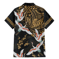 Hawaii and Japanese Together Family Matching Mermaid Dress and Hawaiian Shirt Cranes Birds with Kakau Pattern LT03 - Polynesian Pride
