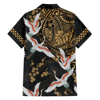 Hawaii and Japanese Together Family Matching Puletasi and Hawaiian Shirt Cranes Birds with Kakau Pattern LT03 - Polynesian Pride