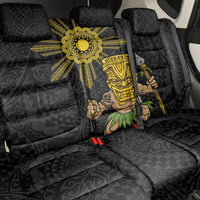 Hawaii and Philippines Together Back Car Seat Cover Warrior Tiki Mask and Filipino Sun Polynesian Style LT03 - Polynesian Pride