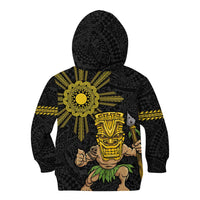 Hawaii and Philippines Together Kid Hoodie Warrior Tiki Mask and Filipino Sun Polynesian Style LT03 - Polynesian Pride