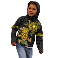 Hawaii and Philippines Together Kid Hoodie Warrior Tiki Mask and Filipino Sun Polynesian Style LT03 - Polynesian Pride