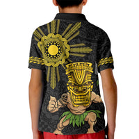 Hawaii and Philippines Together Kid Polo Shirt Warrior Tiki Mask and Filipino Sun Polynesian Style LT03 - Polynesian Pride