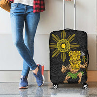 Hawaii and Philippines Together Luggage Cover Warrior Tiki Mask and Filipino Sun Polynesian Style LT03 - Polynesian Pride